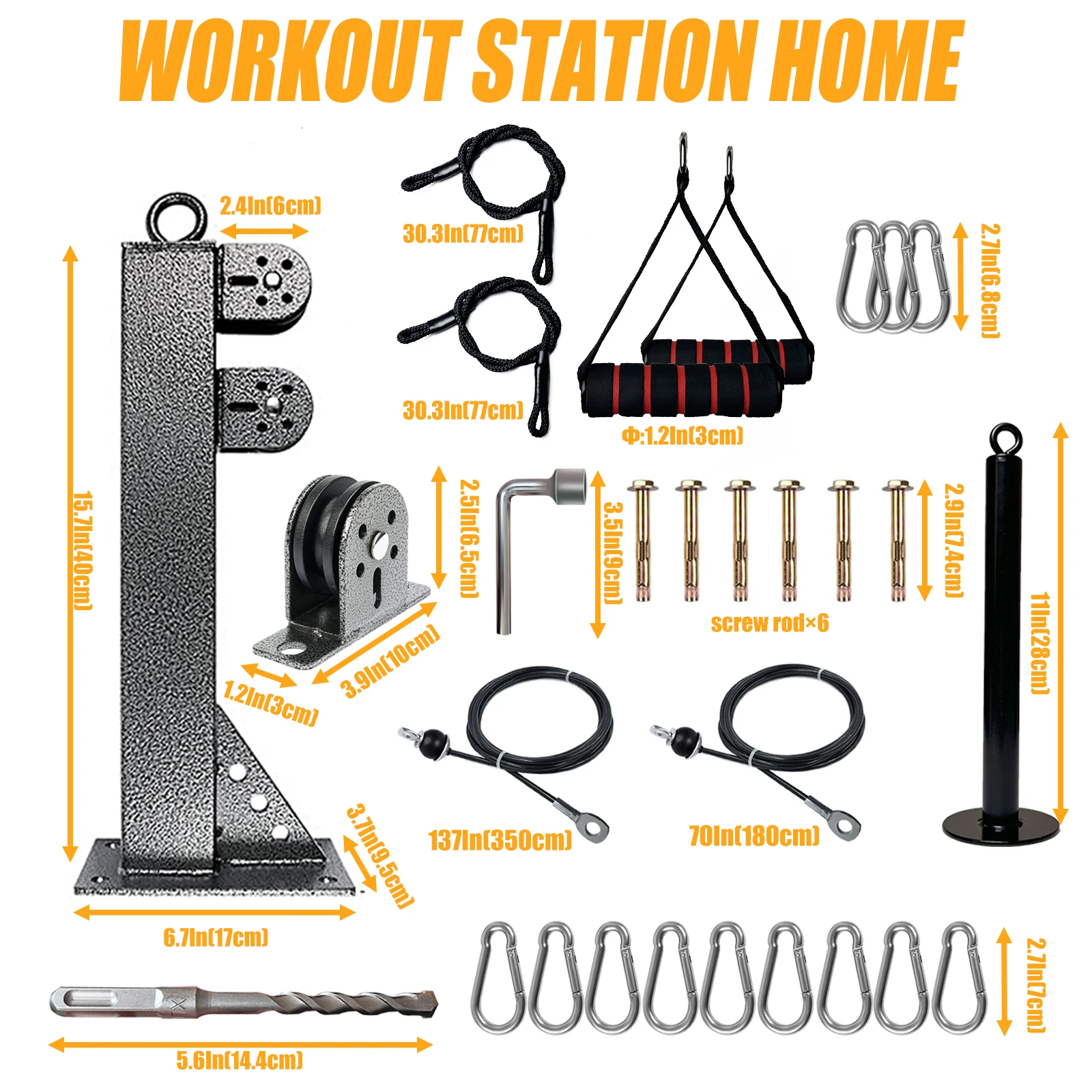 Wall Mounted LAT Pulldown Machines with Tricep Rope Resistance Band Handles - color options