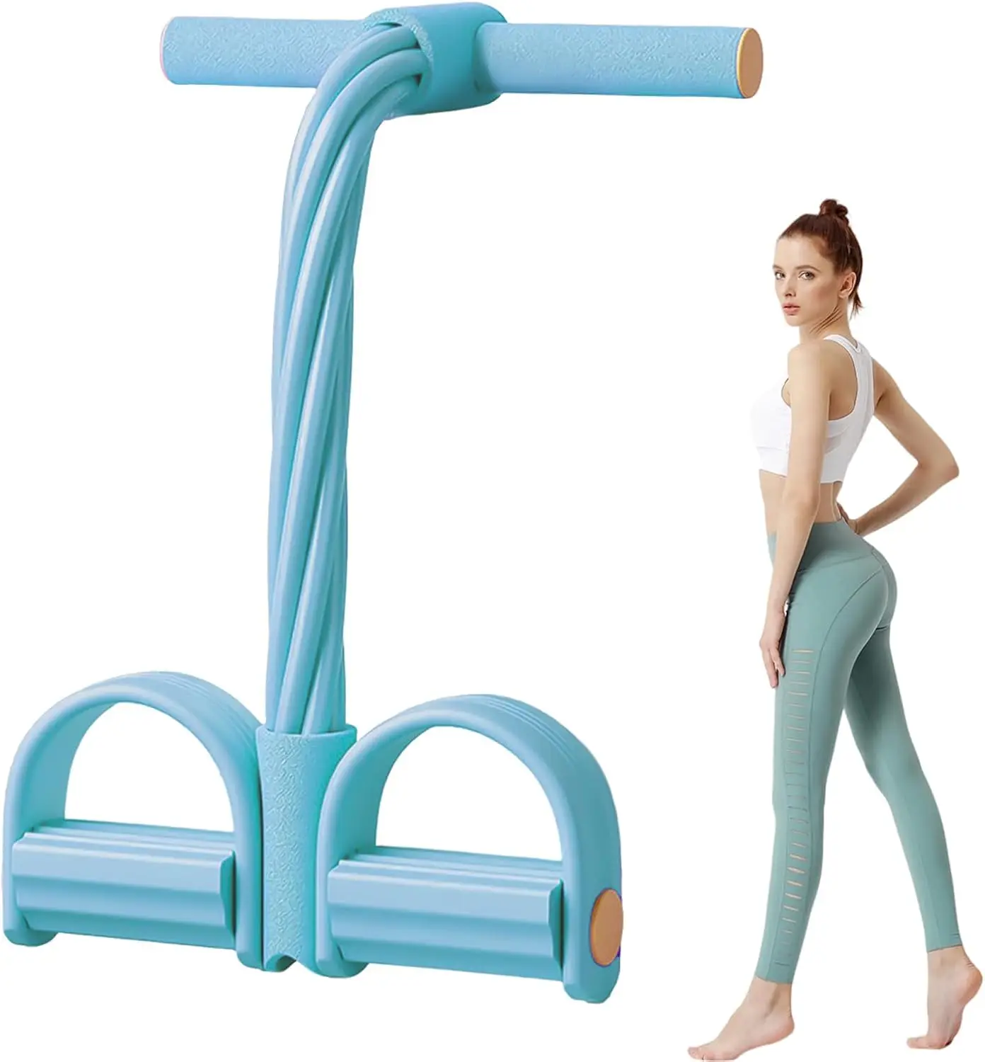 Pedal Resistance Band – Seated Elastic Pull Rope for Stretching, Core & Home Rehab - side view