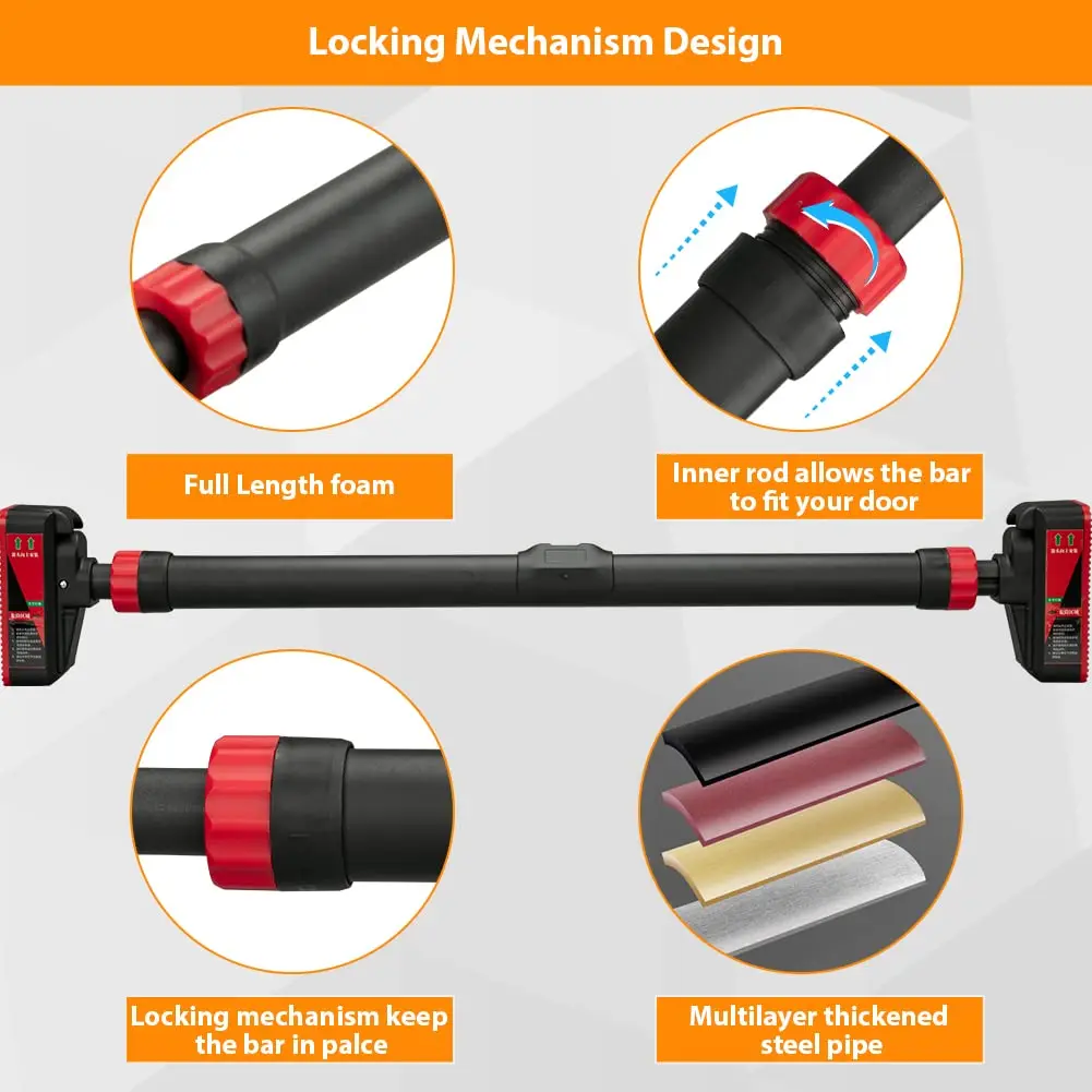 Doorway Pull-Up Bar 440lb – Adjustable Chin-Up Bar with Locking Mechanism - size and dimensions