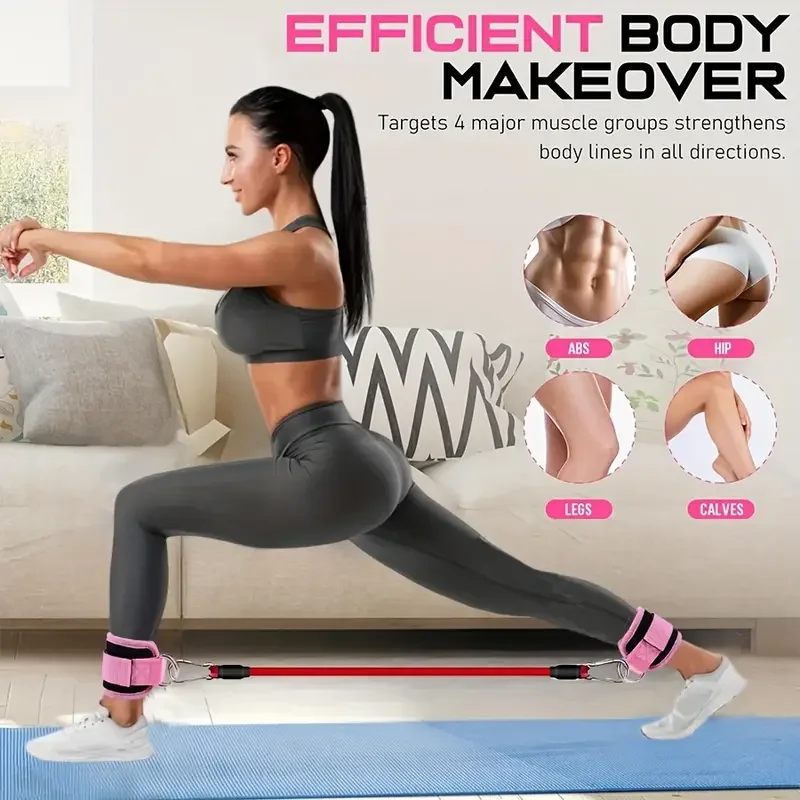 Ankle Resistance Band Set – 5 Bands with Adjustable Cuffs & Carry Bag - alternate view