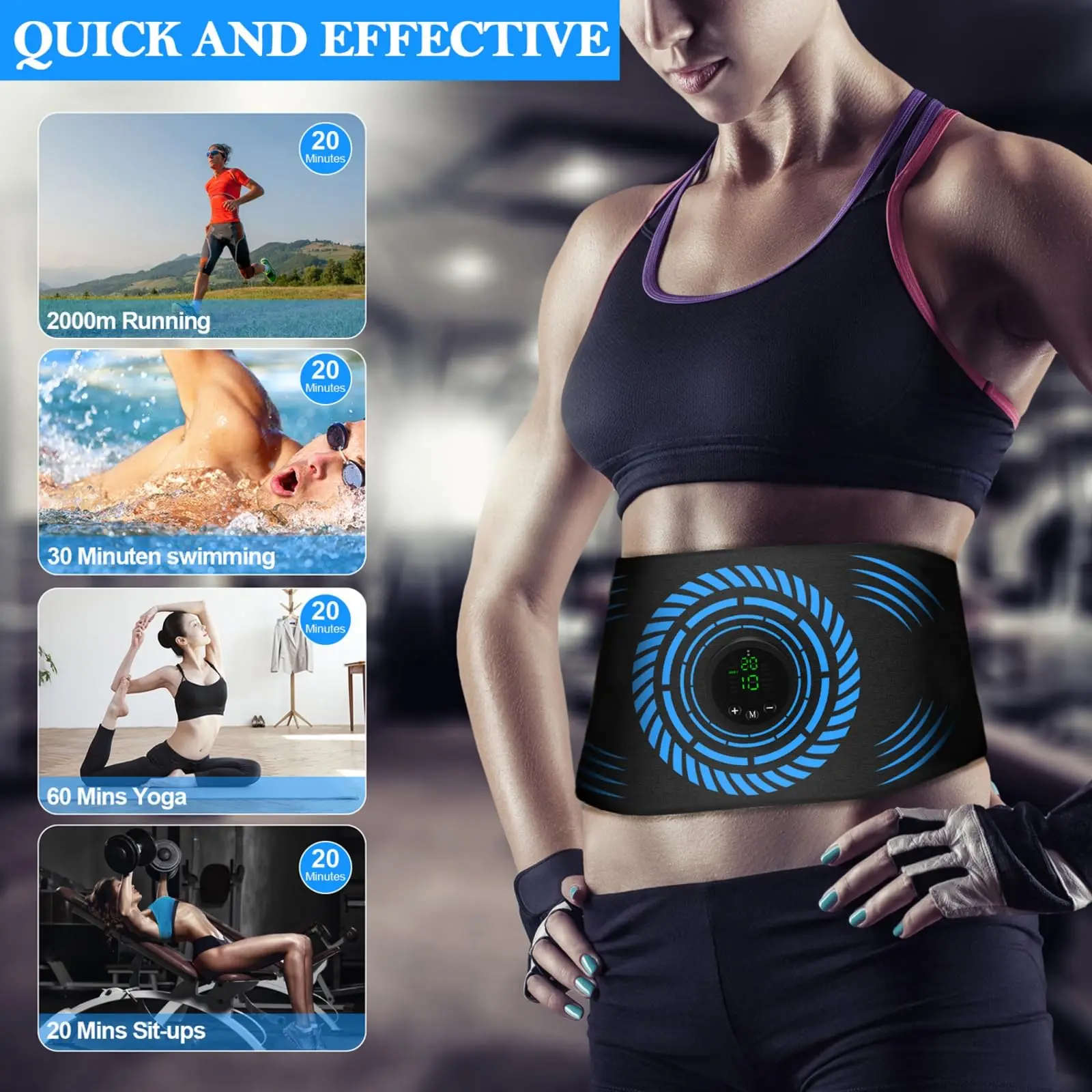 EMS Abdominal Toning Belt – Wireless Abs Muscle Stimulator, Gel-Free - color options