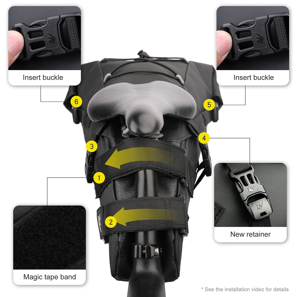 Rhinowalk Waterproof Bike Saddle Bag – 10L/13L Foldable Rear Tail Pack - size and dimensions