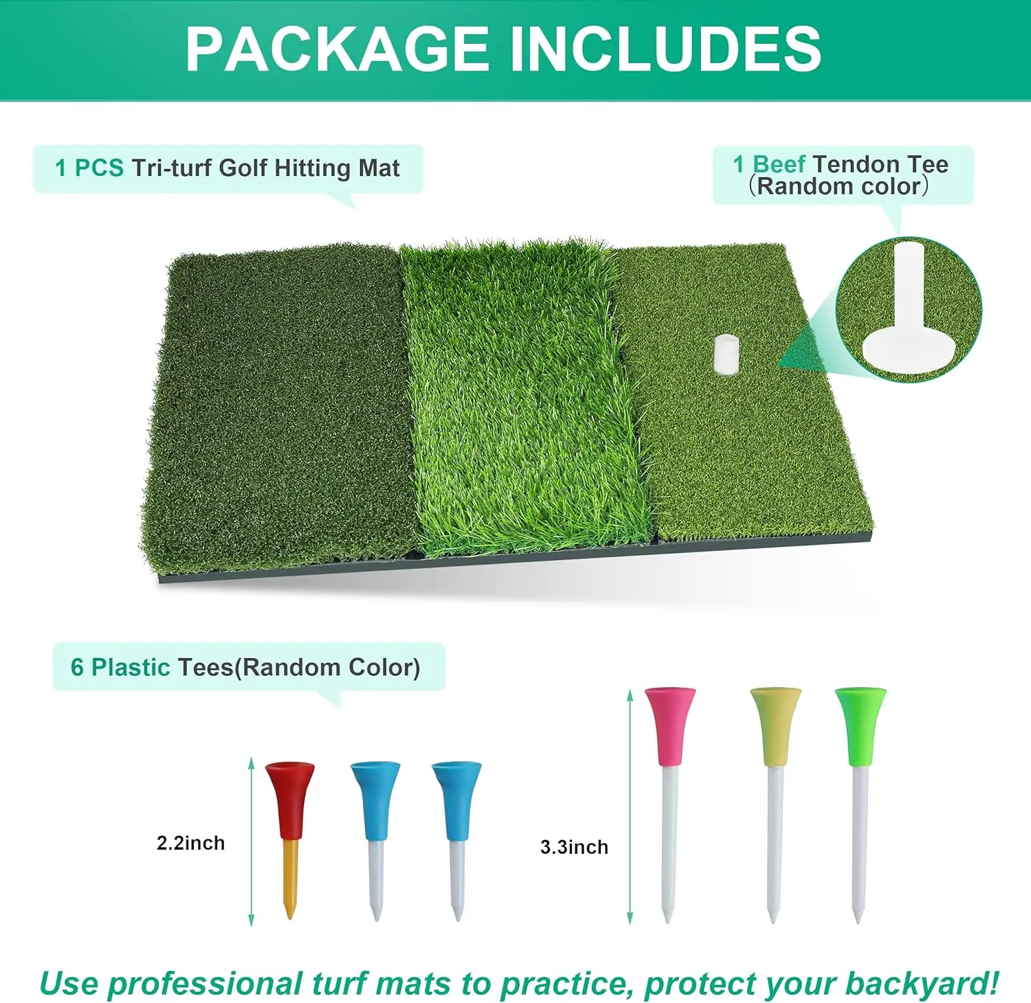 Golf Hitting Mat – Thickened Practice Turf with Non-Slip Rubber Backing - in use