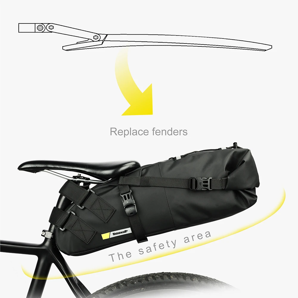 Rhinowalk Waterproof Bike Saddle Bag – 10L/13L Foldable Rear Tail Pack - alternate view