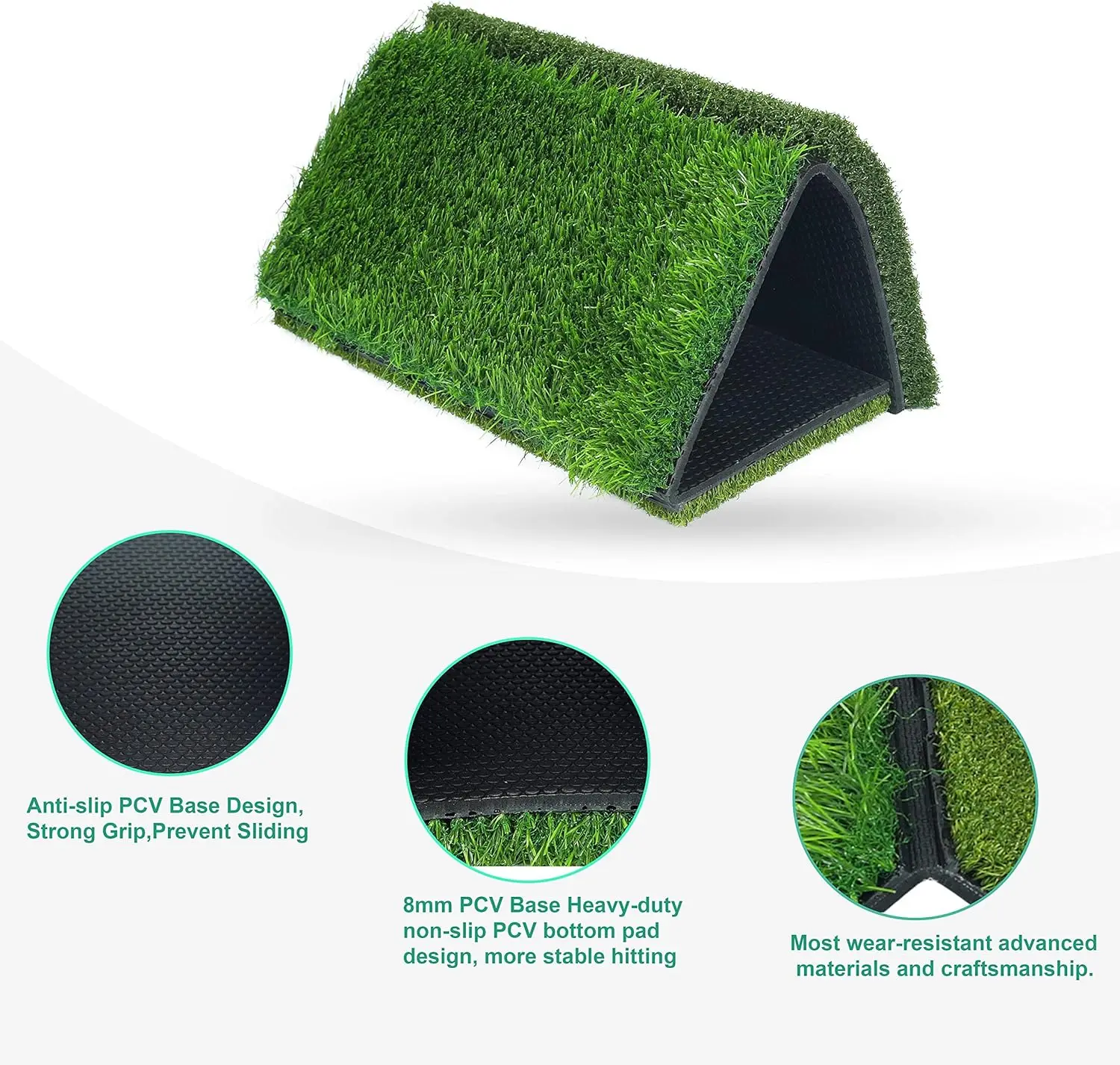 Golf Hitting Mat – Thickened Practice Turf with Non-Slip Rubber Backing - alternate view