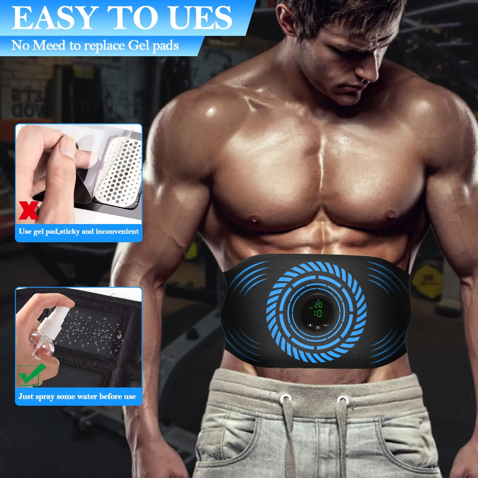 EMS Abdominal Toning Belt – Wireless Abs Muscle Stimulator, Gel-Free - alternate view