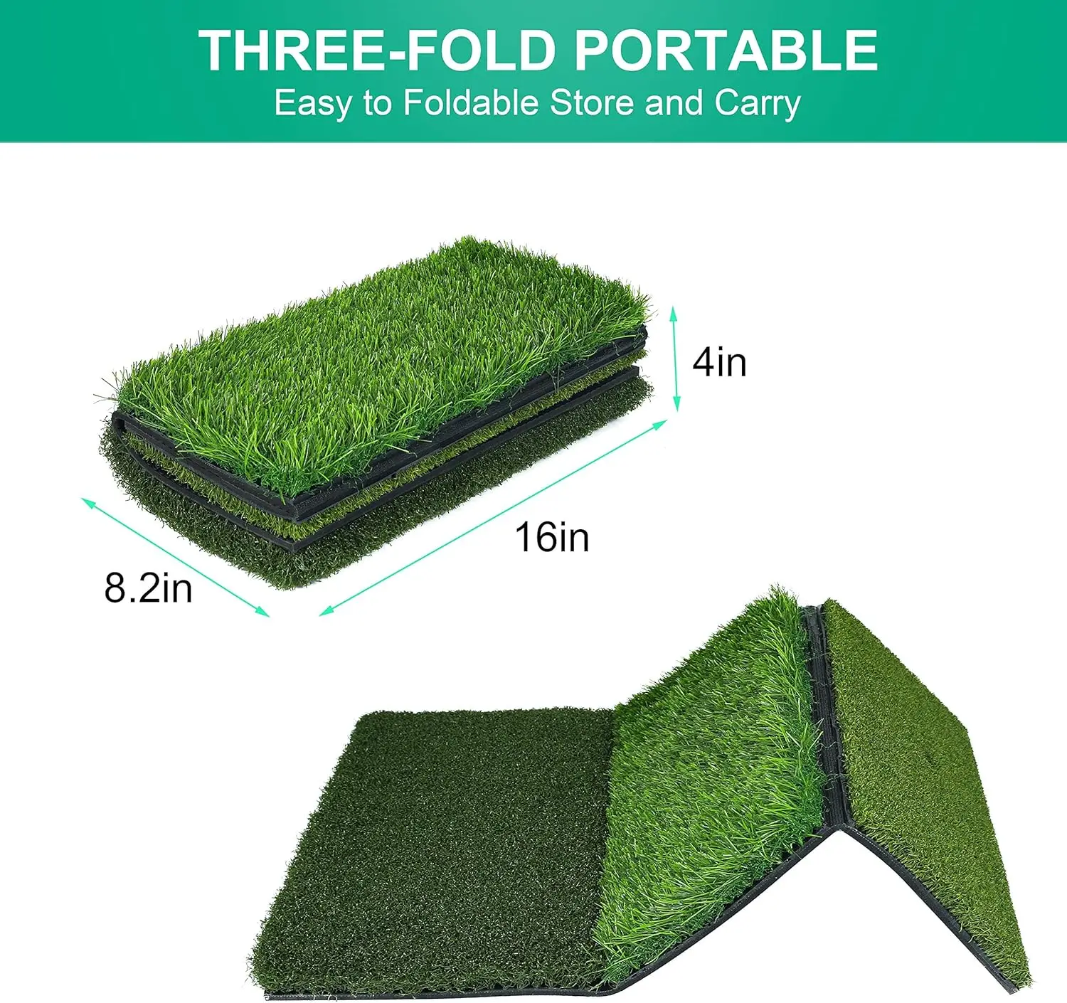 Golf Hitting Mat – Thickened Practice Turf with Non-Slip Rubber Backing - size and dimensions