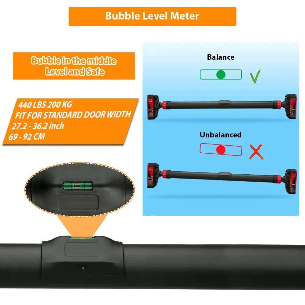 Doorway Pull-Up Bar 440lb – Adjustable Chin-Up Bar with Locking Mechanism - alternate view