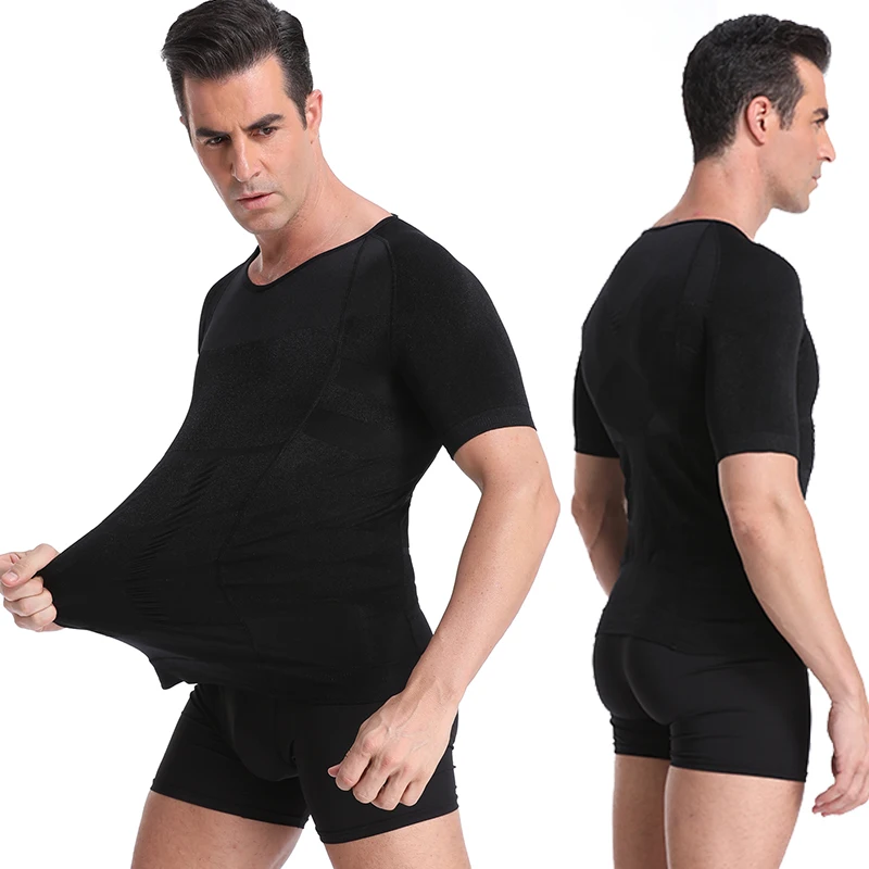 Men's Compression Body Shaper Tee – Posture Cue & Core Support Undershirt - alternate view