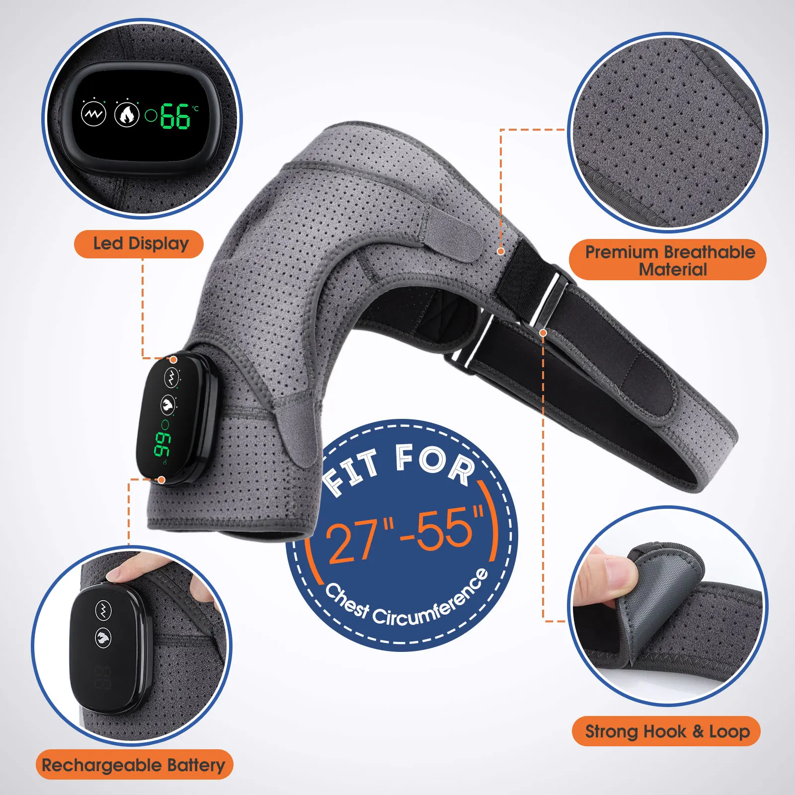 Electric Shoulder Massager with Heat – Vibration Heated Shoulder Wrap - size and dimensions