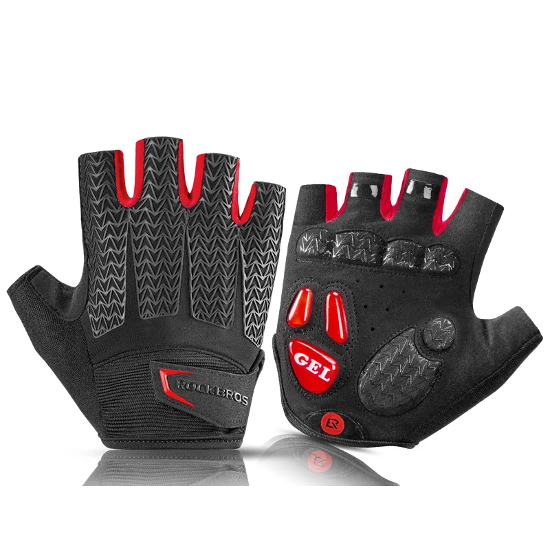 ROCKBROS Half-Finger Cycling Gloves - Gel Padded, Anti-Slip Bike Grip - detail view