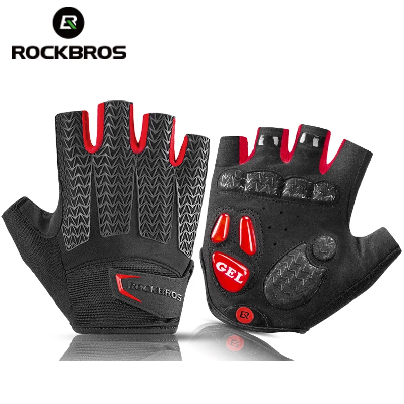 ROCKBROS Half-Finger Cycling Gloves - Gel Padded, Anti-Slip Bike Grip