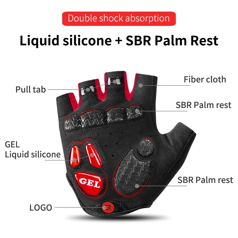 ROCKBROS Half-Finger Cycling Gloves - Gel Padded, Anti-Slip Bike Grip - in use