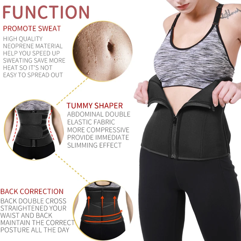 Neoprene Waist Trainer Sweat Belt – Core Compression & Workout Support - in use