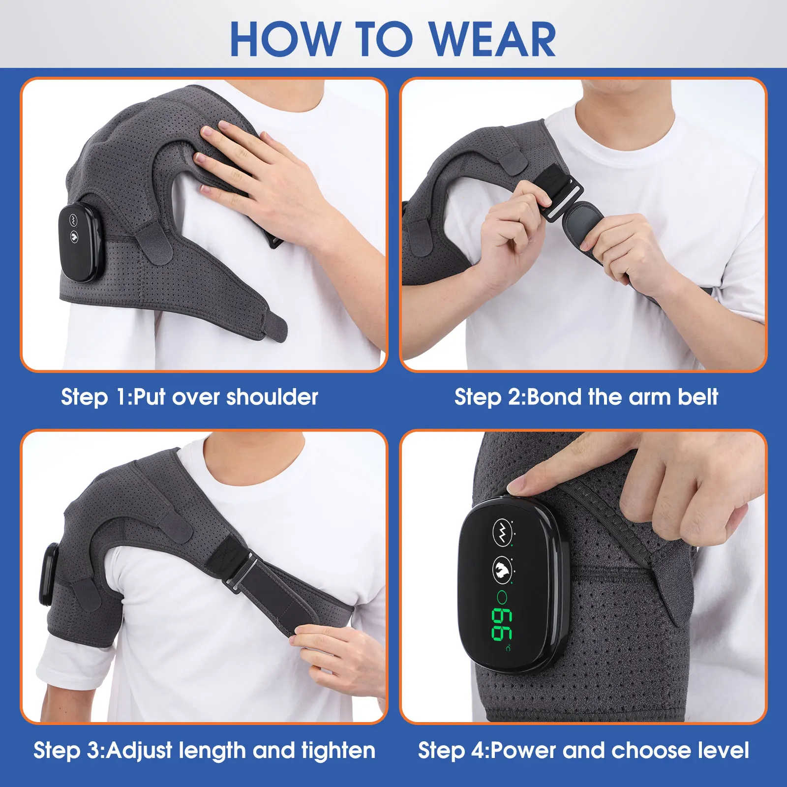 Electric Shoulder Massager with Heat – Vibration Heated Shoulder Wrap - color options