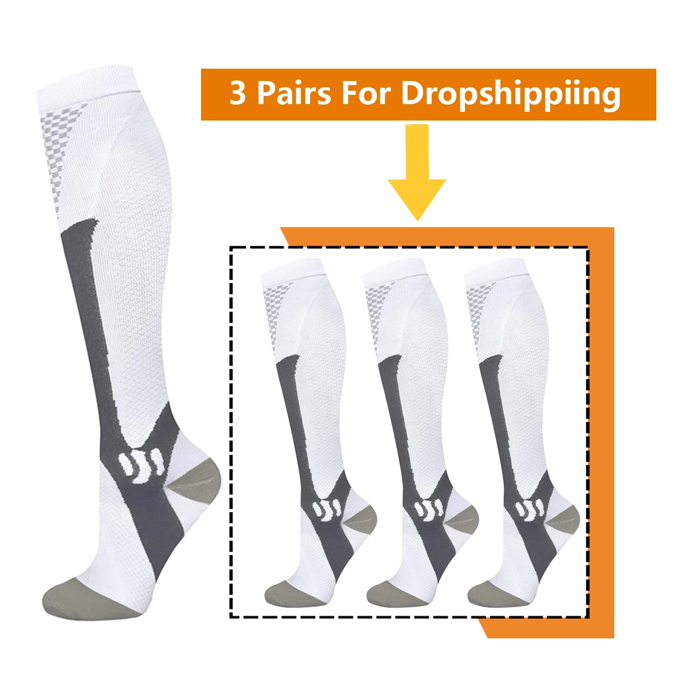 20-30 mmHg Compression Socks – 3 Pairs, Graduated Athletic & Nursing - size and dimensions