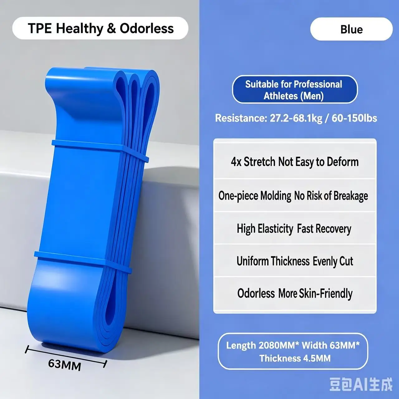 TPE Resistance Bands – 6 Strength Levels for Pull-Up Assist, Yoga & Rehab - detail view
