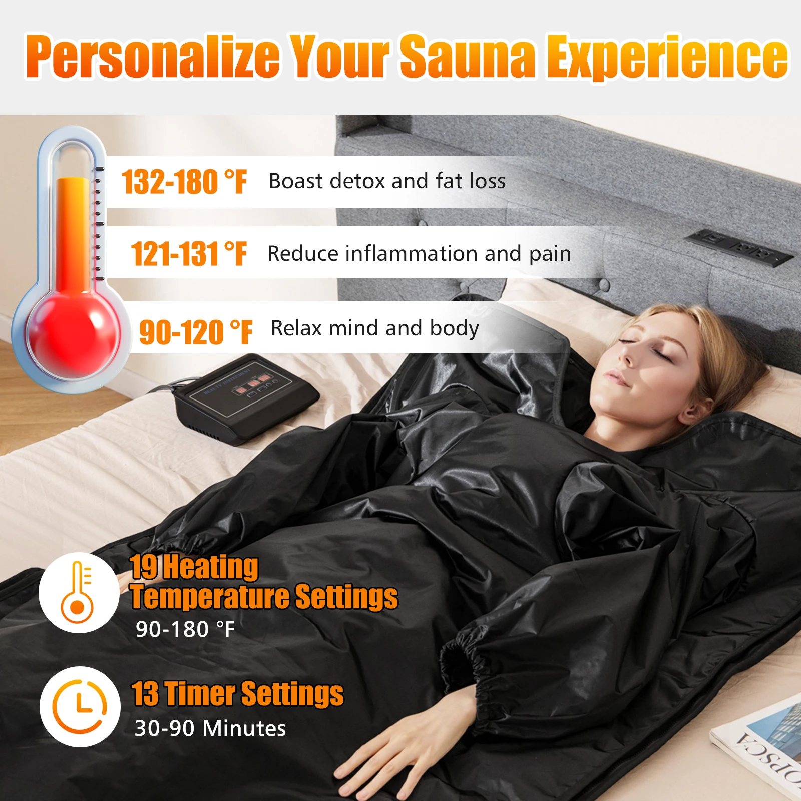 Infrared Sauna Blanket with Sleeves – 90–180°F, 30–90 Min Timer - alternate view