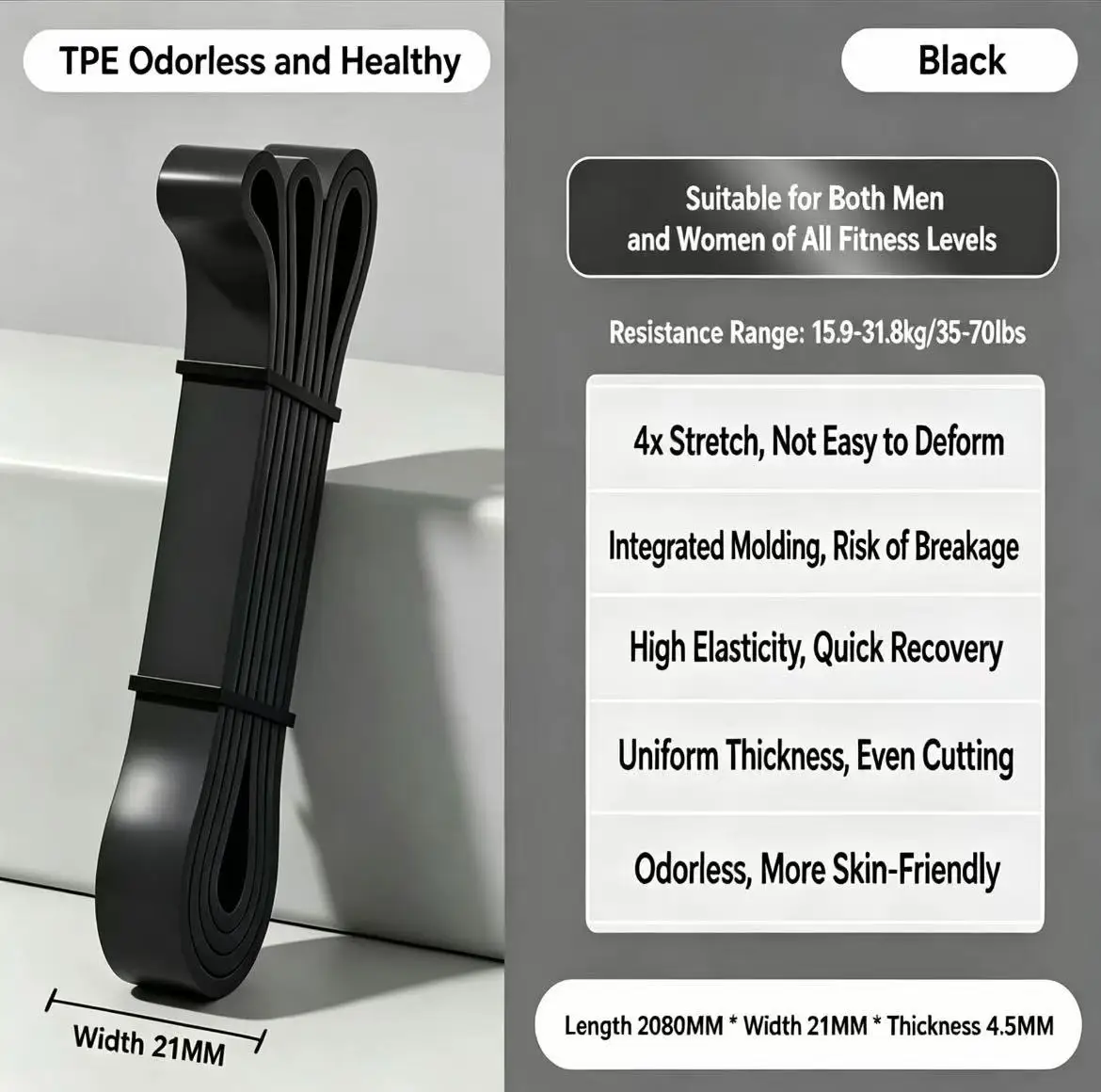 TPE Resistance Bands – 6 Strength Levels for Pull-Up Assist, Yoga & Rehab - in use