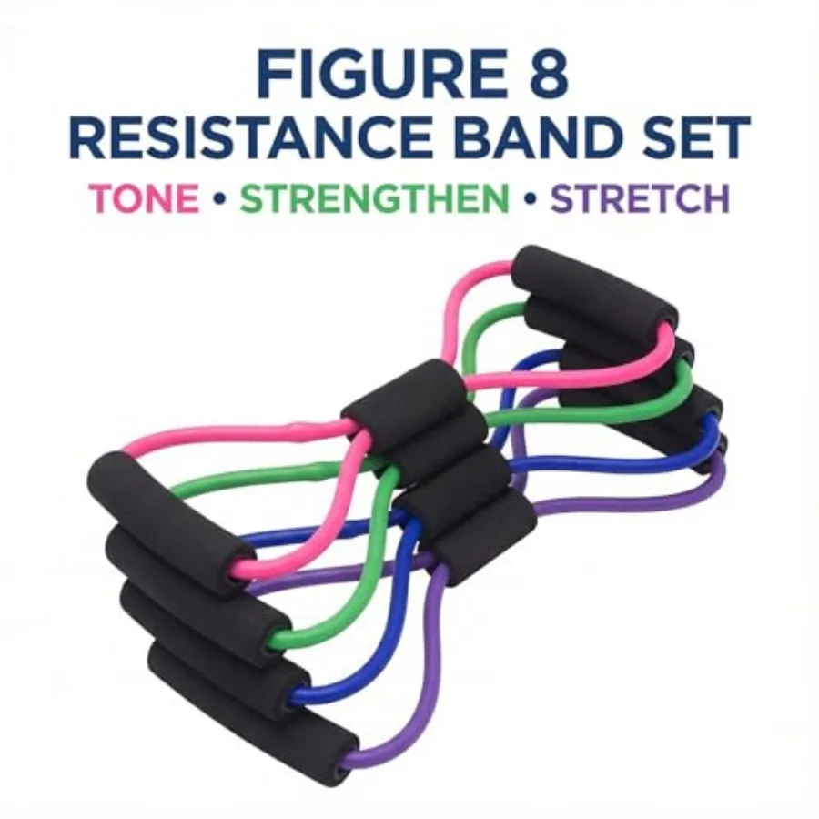 Figure-8 Resistance Bands 4-Pack – Upper Body Exercise Band Set - close-up detail