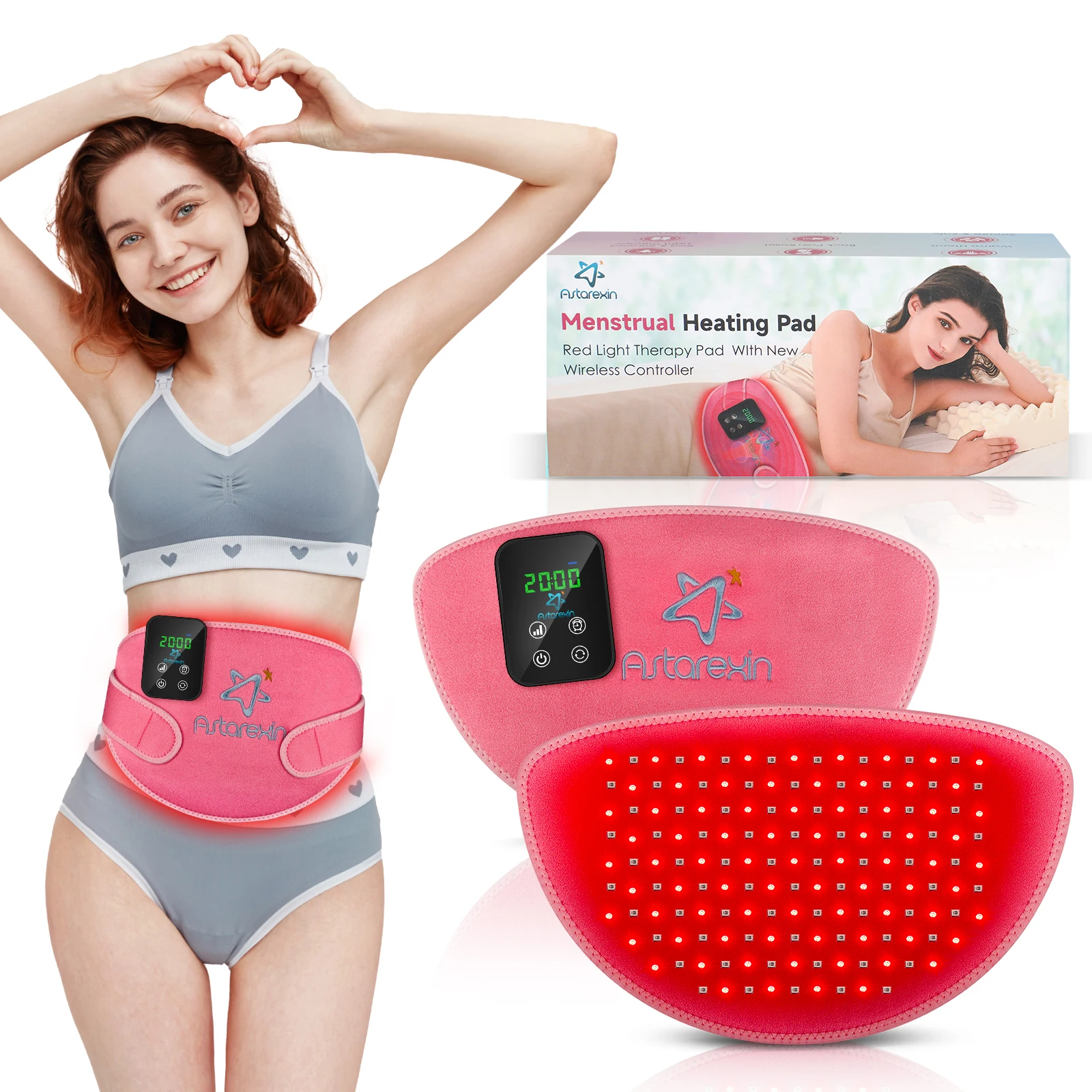 Red Light Heated Menstrual Belt - 156 LED Infrared Pad for Period Cramps