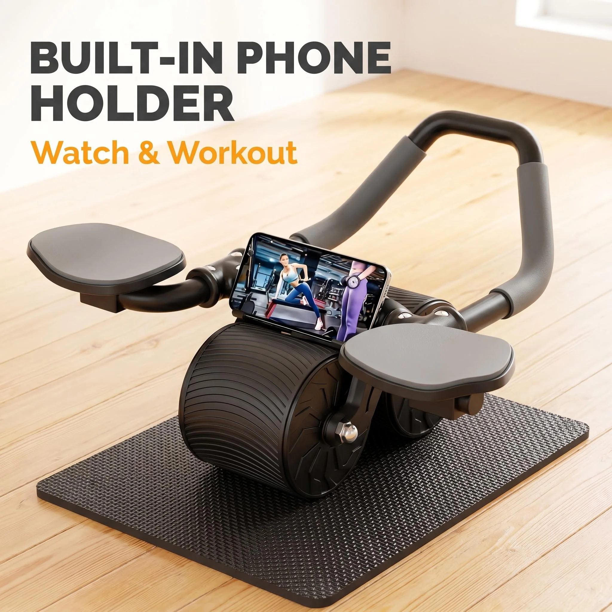 3-in-1 Ab Roller Wheel with Knee Pad – Core Workout Trainer - in use