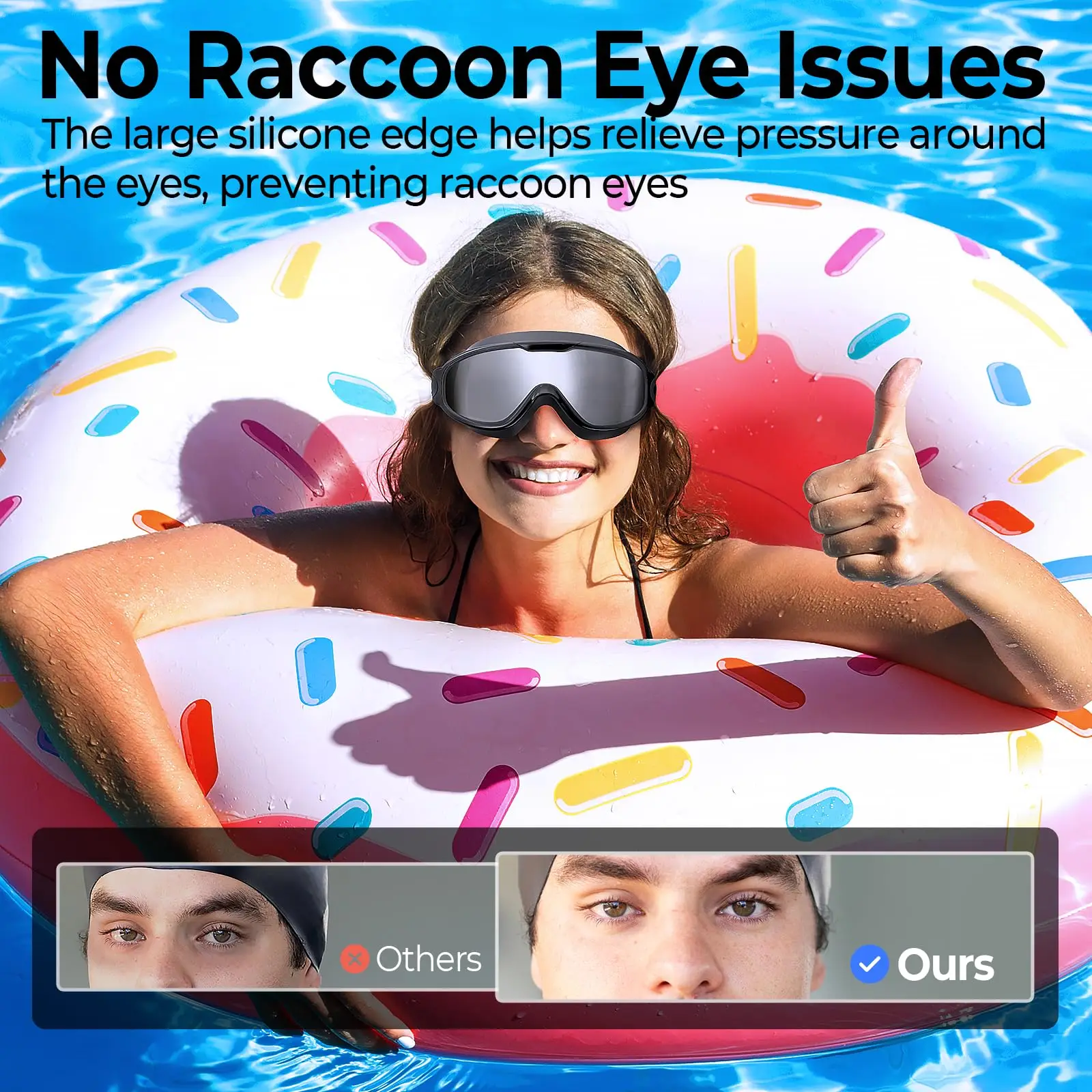 Swim Goggles 2 Pack Wide View Anti Fog&UV Swimming for Audlt - close-up detail