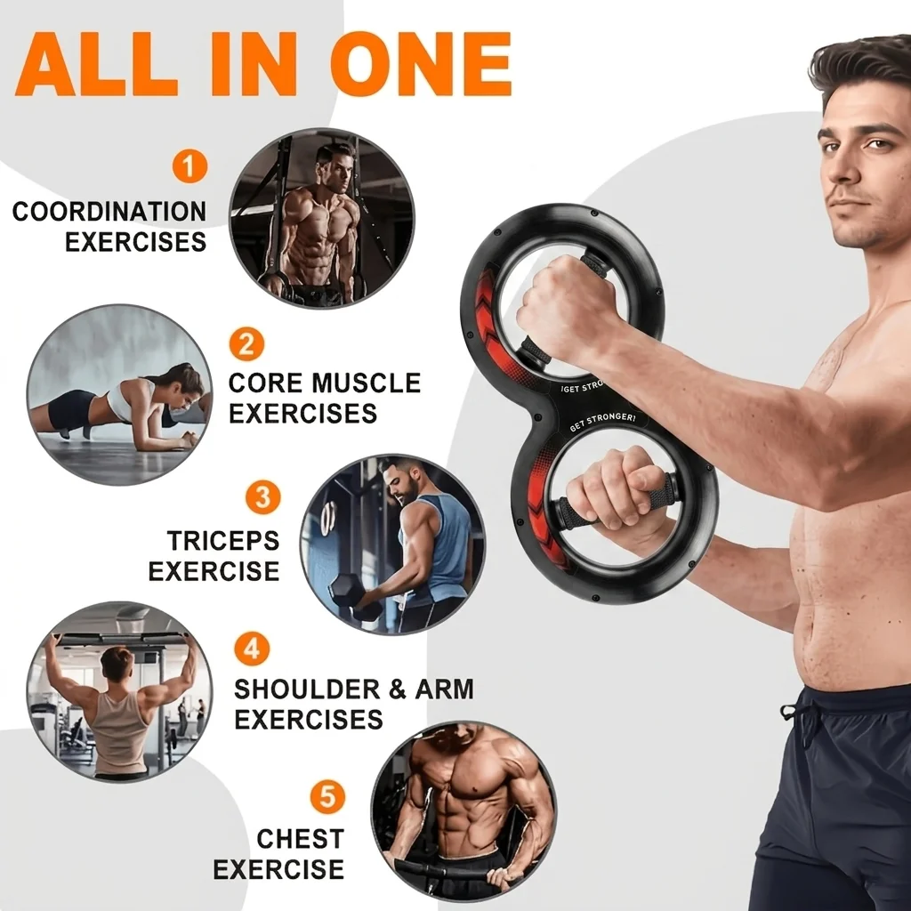 Figure-8 Arm Strength Trainer – Wrist, Forearm & Chest Isometric Exerciser - size and dimensions