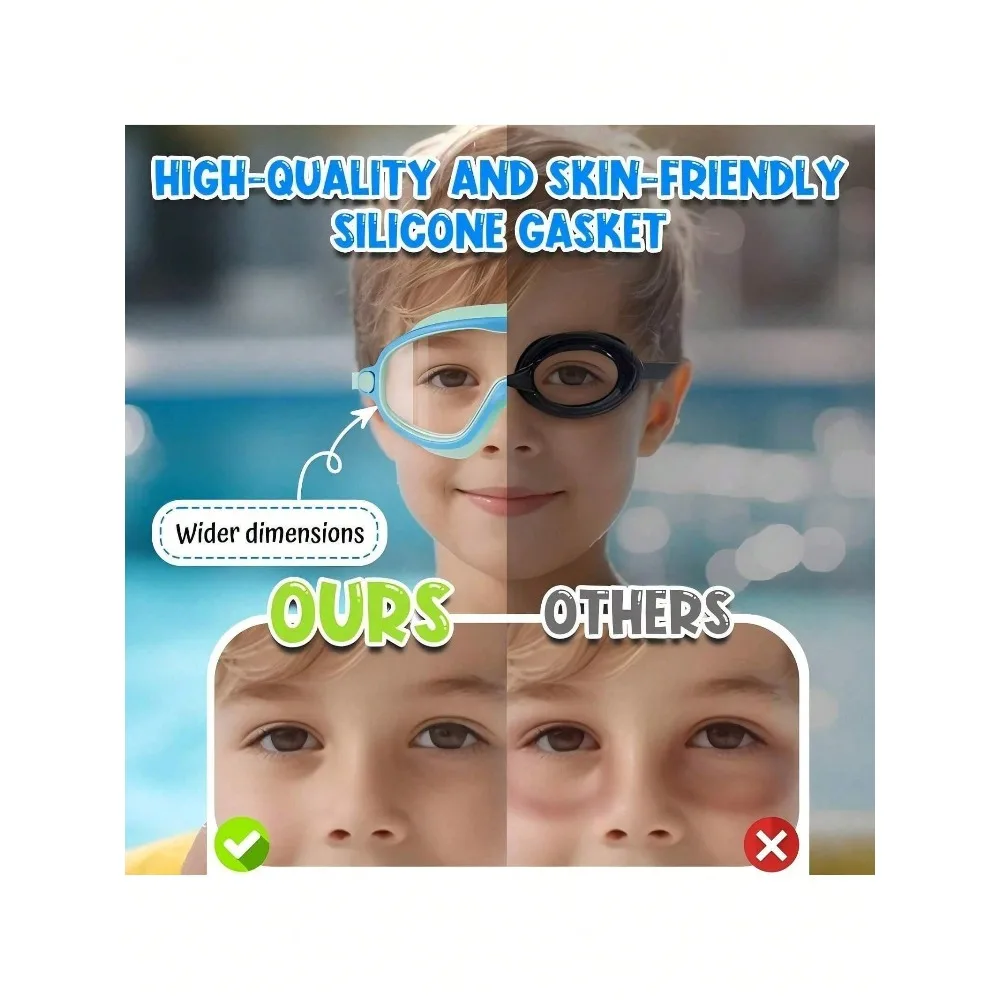 Kids Swim Goggles 2-Pack – Anti-Fog, Anti-UV, Wide Vision, No-Leak - in use