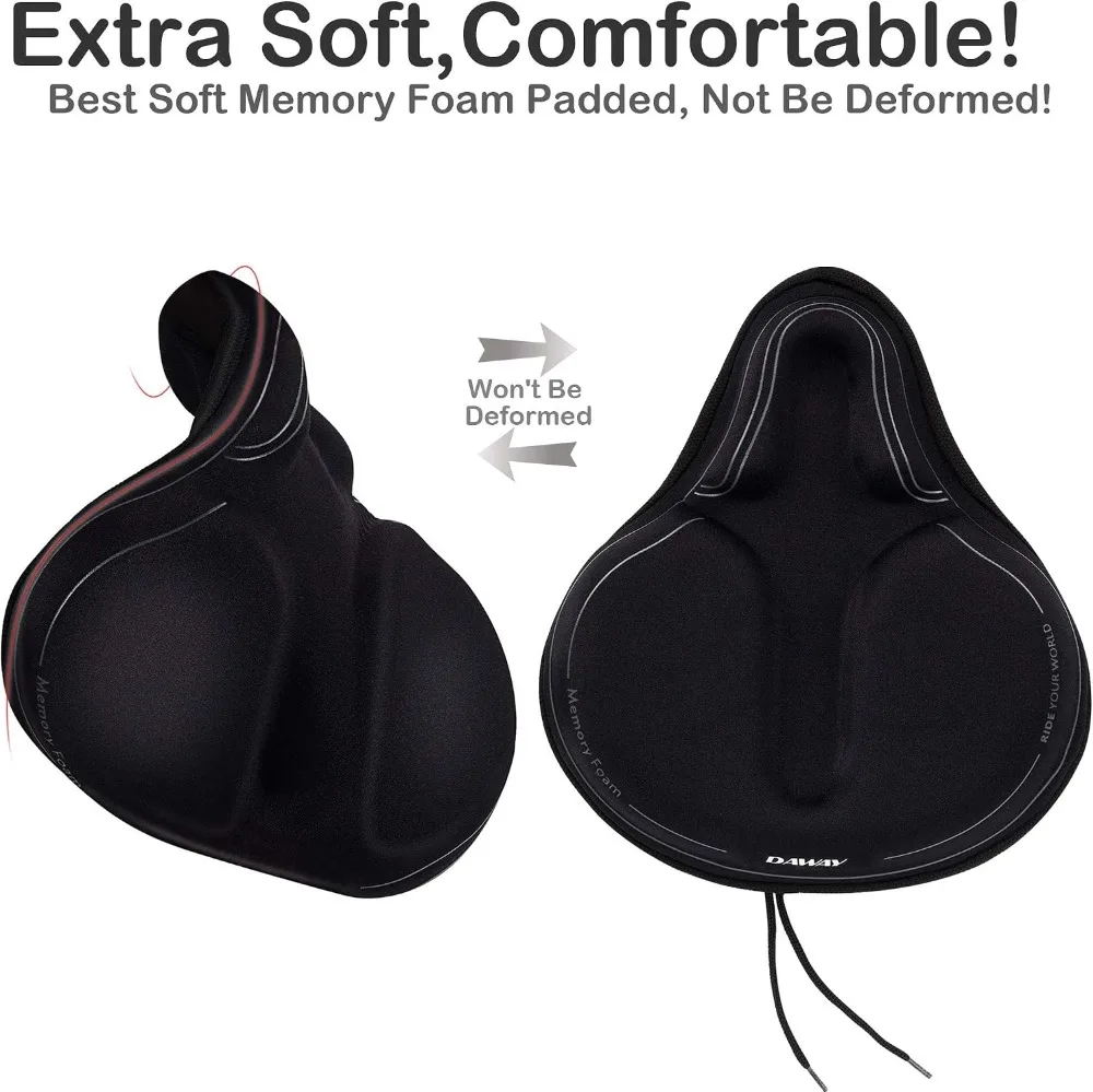 Gel & Memory Foam Bike Seat Cover – Padded Saddle Cushion for Spin Bikes - in use