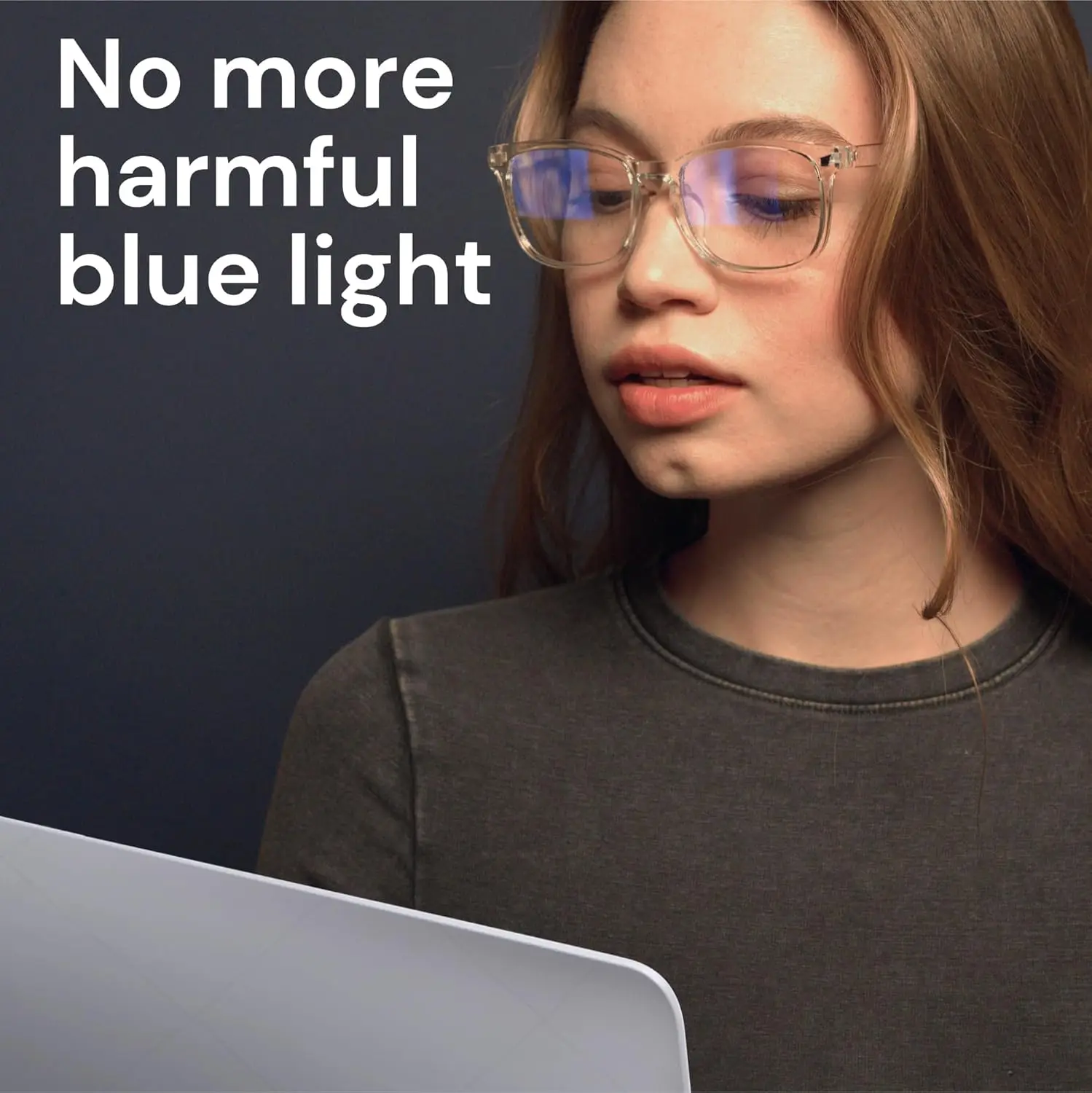 Clear Blue Light Glasses – Anti-UV, Scratch-Resistant Computer Eyewear - close-up detail