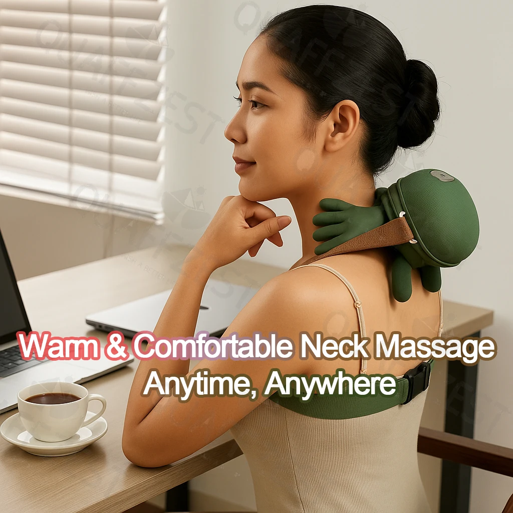 Bionic Finger Neck & Shoulder Massage Shawl – Cordless Kneading Massager - in use