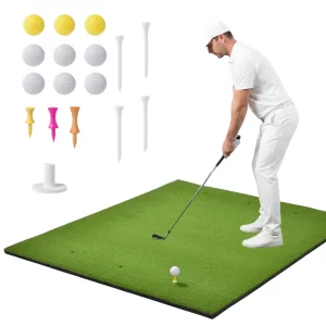 5x4ft Golf Hitting Mat with Balls & Tees – Heavy-Duty Practice Turf