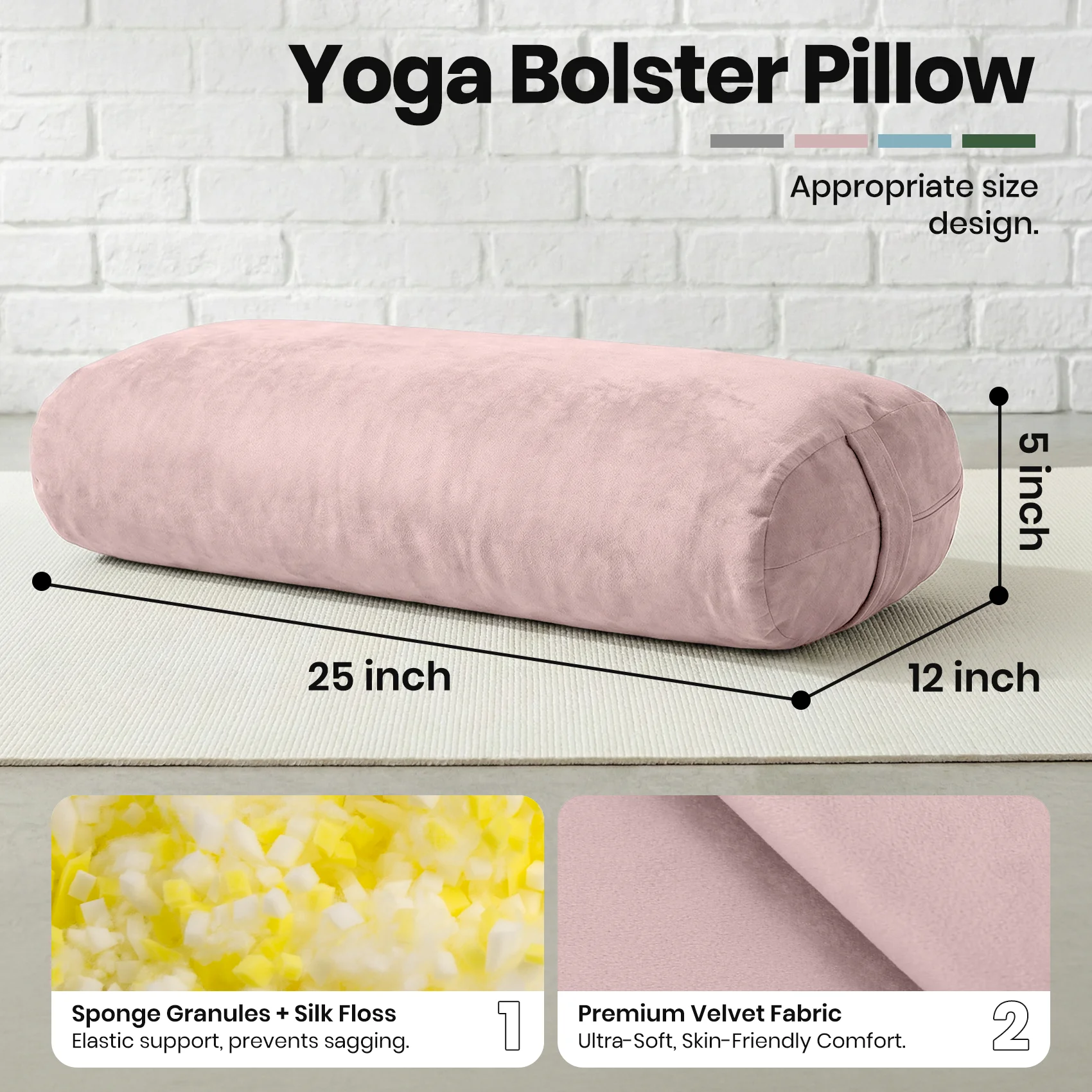 Round Yoga Bolster Pillow - Firm Support Cushion for Restorative Yoga - close-up detail