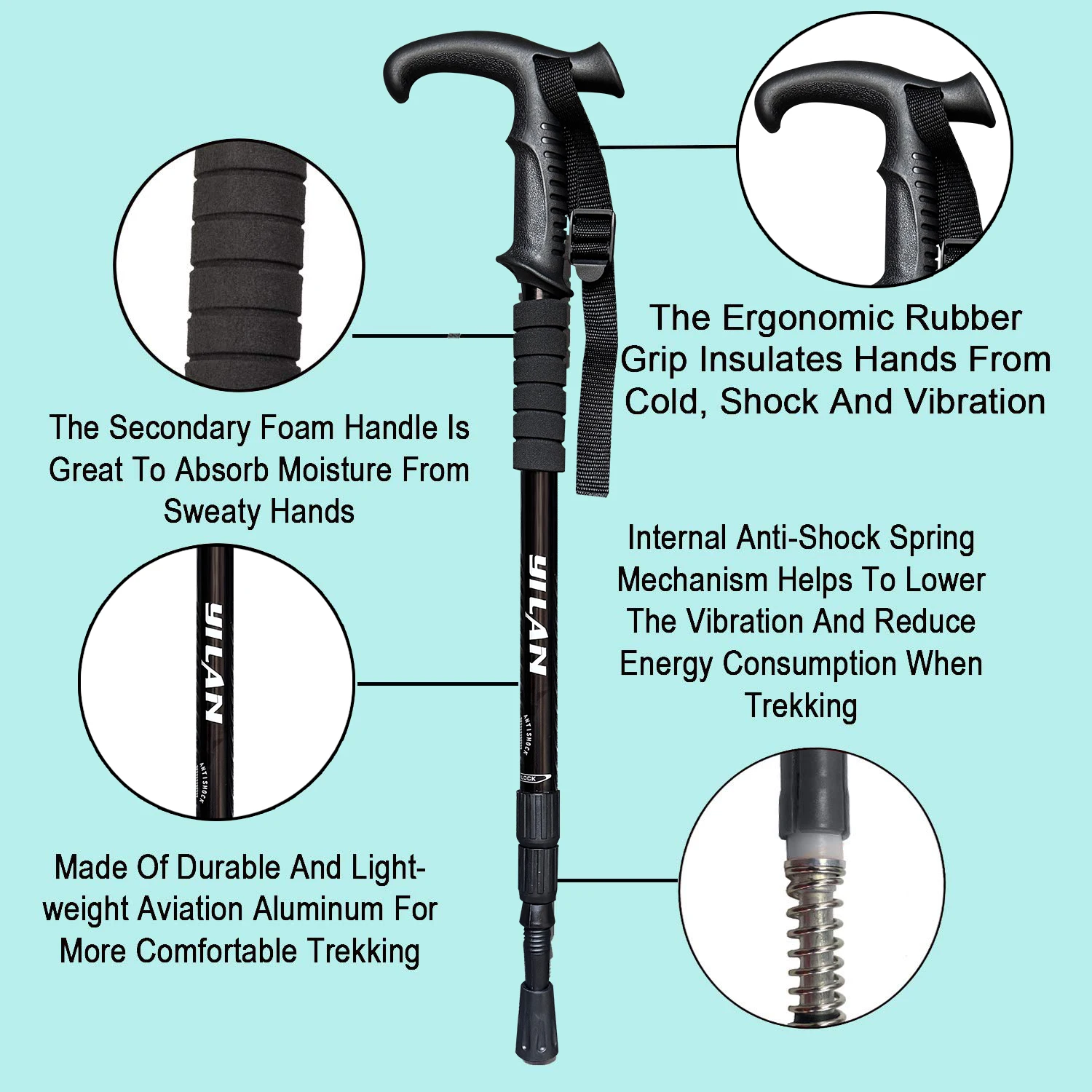 Ultralight Aluminium Trekking Poles – Anti-Shock Quick-Lock Hiking Poles - in use