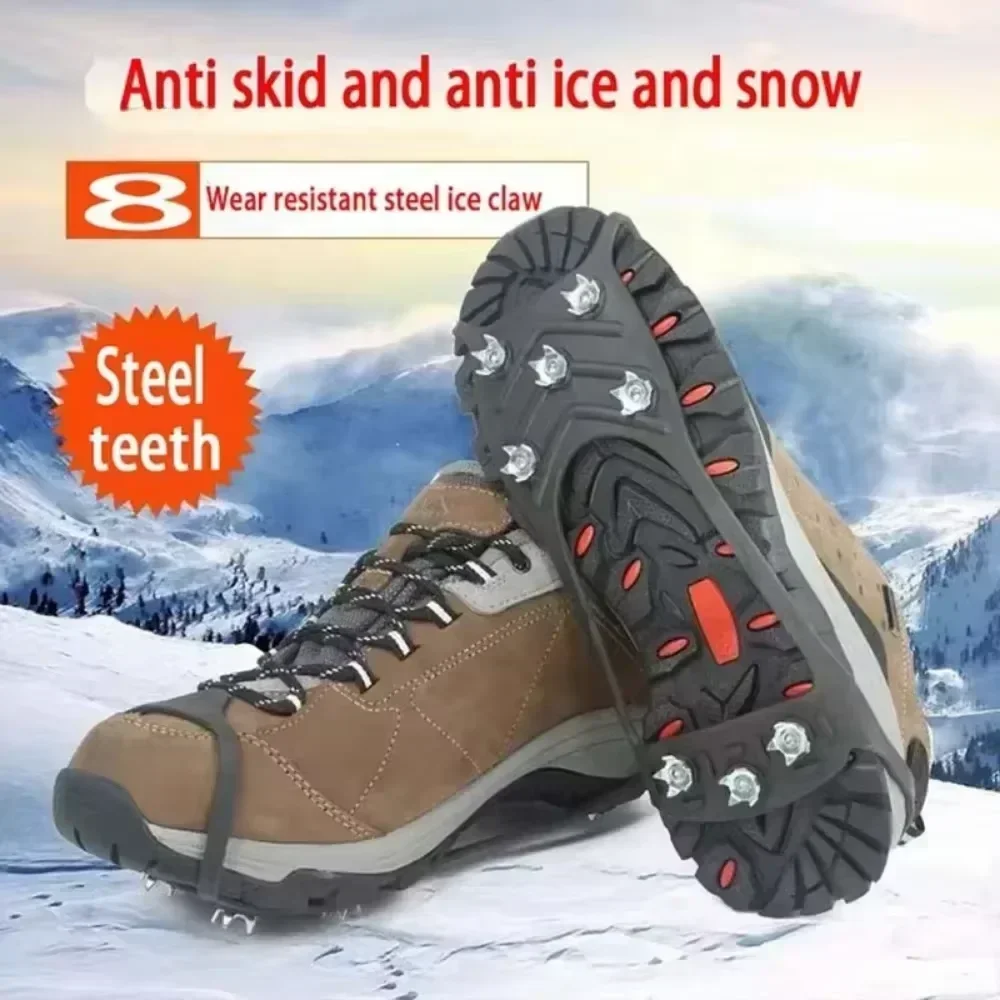 Ice Grippers for Shoes – 8-Tooth Anti-Slip Winter Traction Cleats - in use