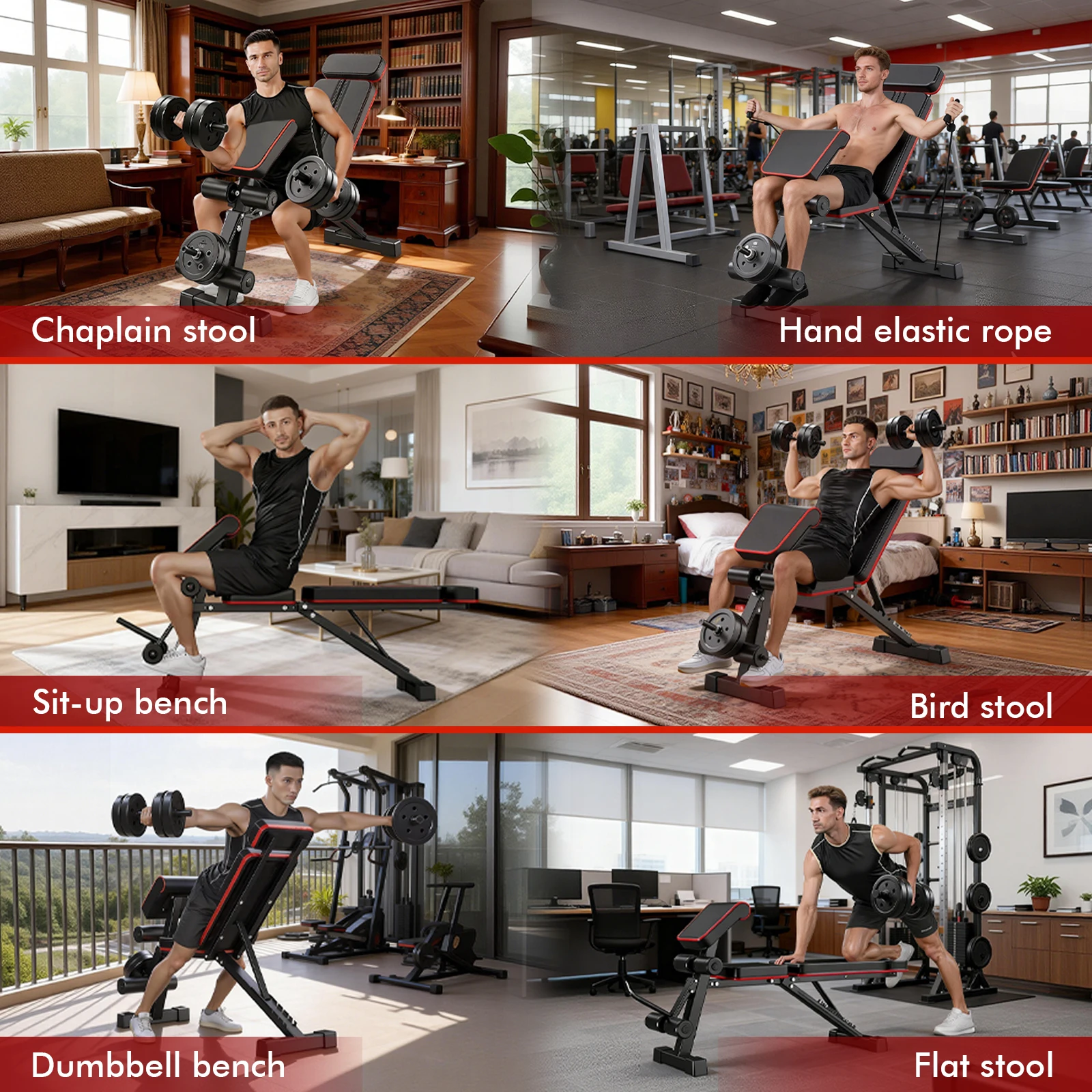 Foldable Adjustable Weight Bench – 7 Incline Levels, Leg Extension & Headrest - color options