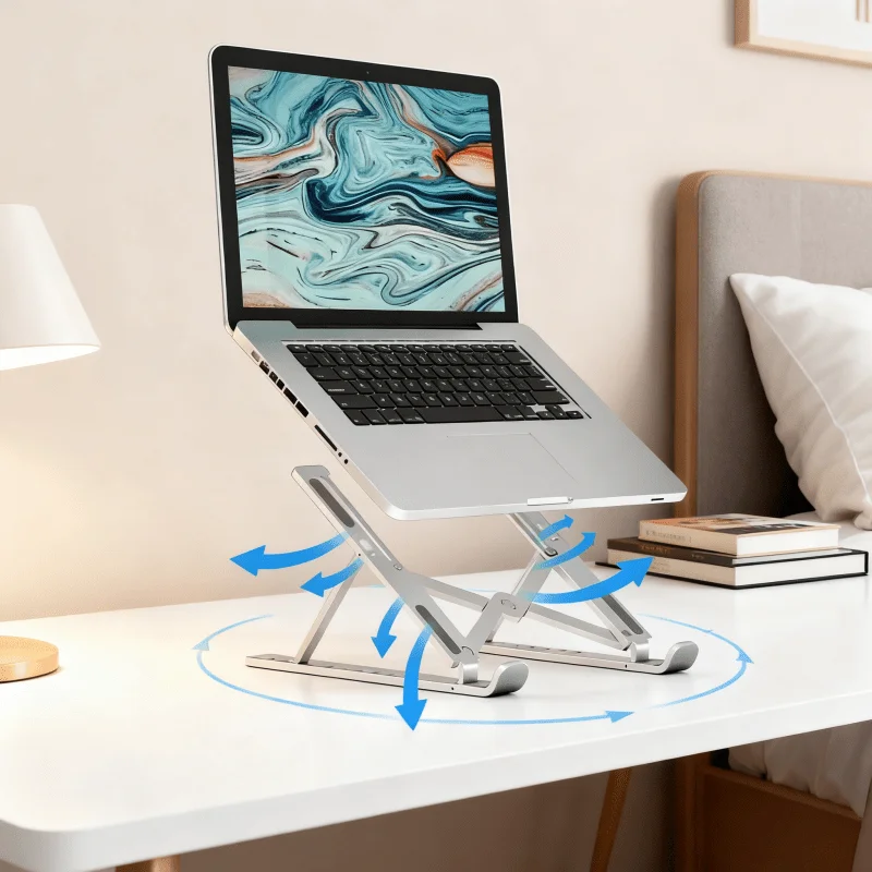Adjustable Laptop Stand – Foldable, 10 Height Settings for Neck & Posture