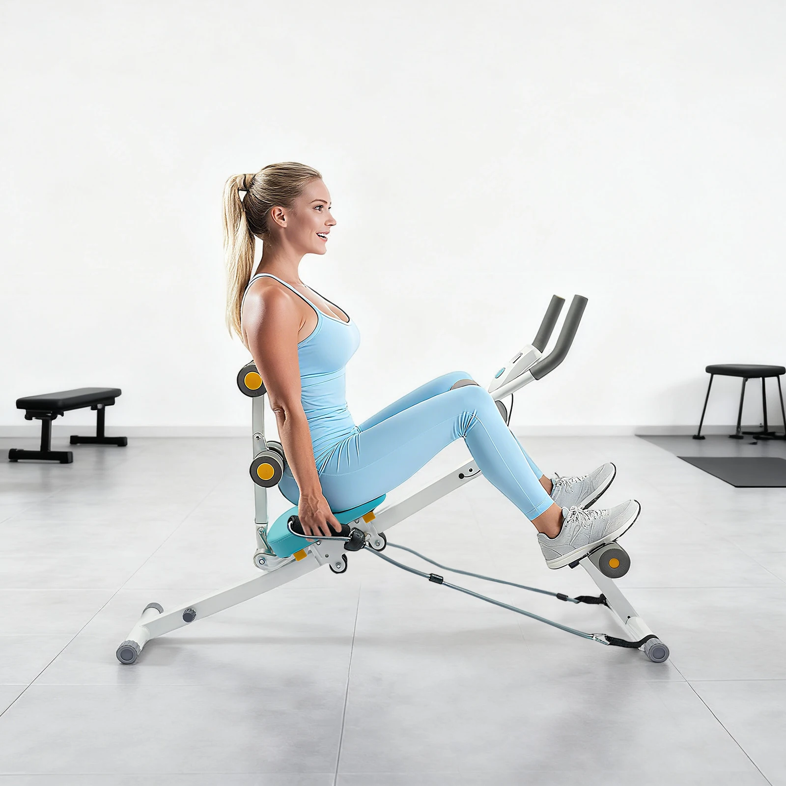 Home Ab Roller Machine Foldable Core Trainer with LCD Display 120kg - alternate view