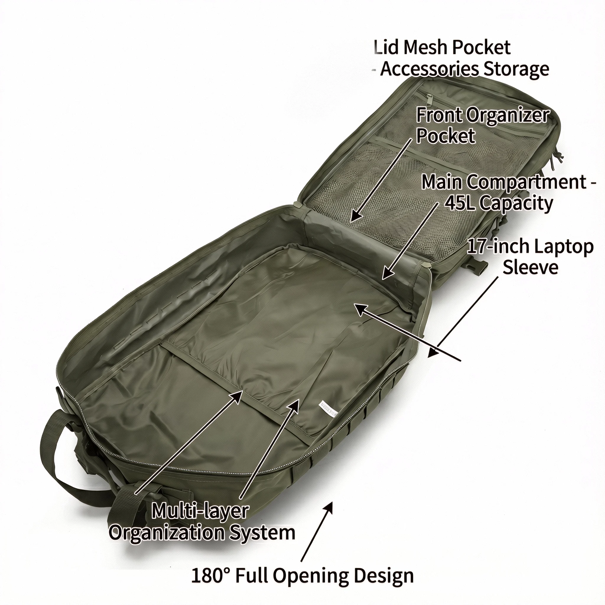 45L Tactical Gym Backpack – MOLLE Water-Resistant Training & Travel Rucksack - alternate view