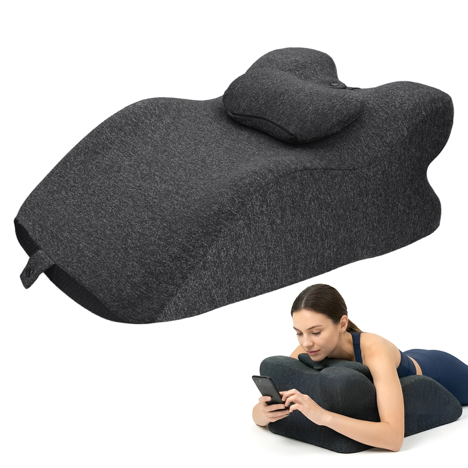 Memory Foam Wedge Pillow 60x36x21cm – Acid Reflux, Back Pain & Post-Surgery - side view