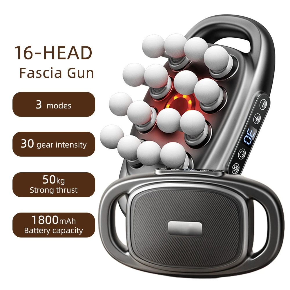 16-Head Fascia Massage Gun – Percussion Therapy for Back, Neck & Shoulders - detail view