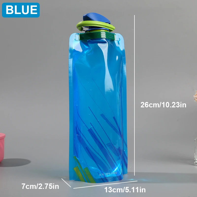 Outdoor Cycling Sports Water Bottle Mountaineering Portable Cup PE Plastic Folding - side view