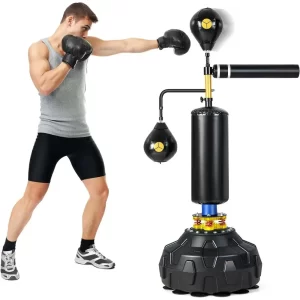 360° Spinning Boxing Bag with Reflex Balls – Adjustable Home Gym Trainer