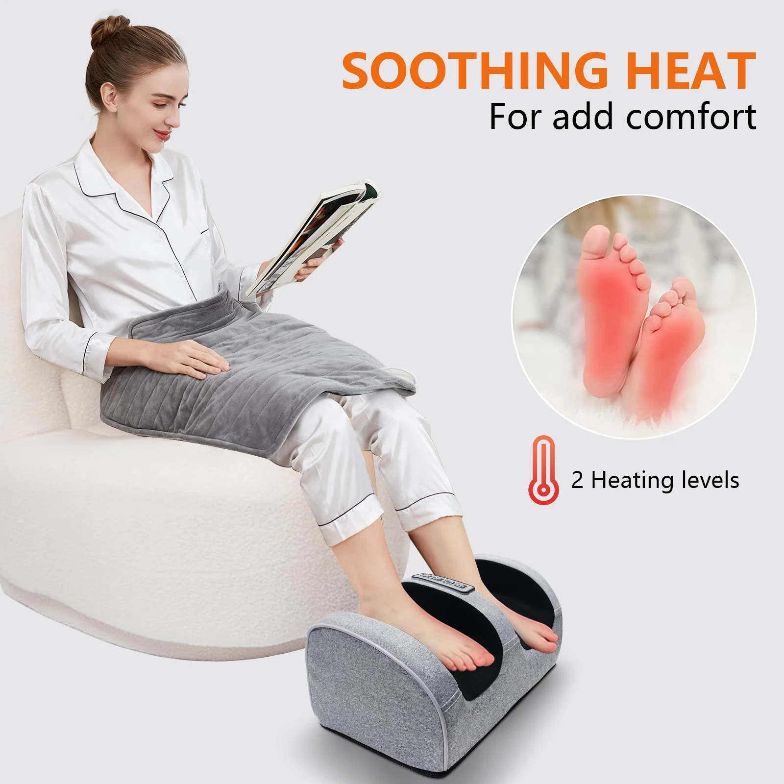 Electric Foot & Leg Massager – Kneading Massage Machine with Heat - size and dimensions
