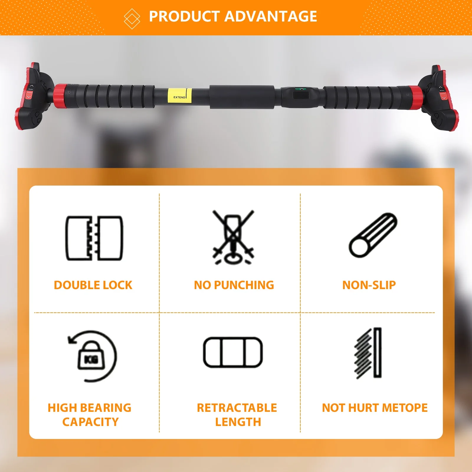 Doorway Pull-Up Bar - No-Screw Adjustable Chin-Up Bar for Home Gyms - color options