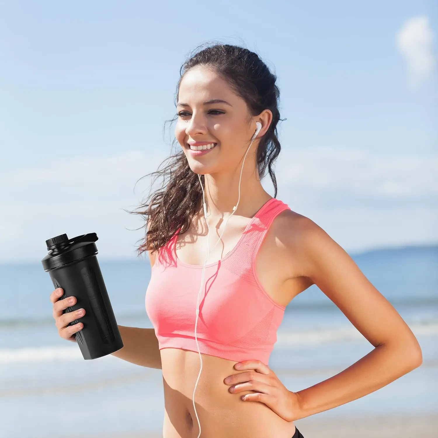600ml 20oz BPA Free Protein Shaker Cup Portable Fitness with Blender - color options