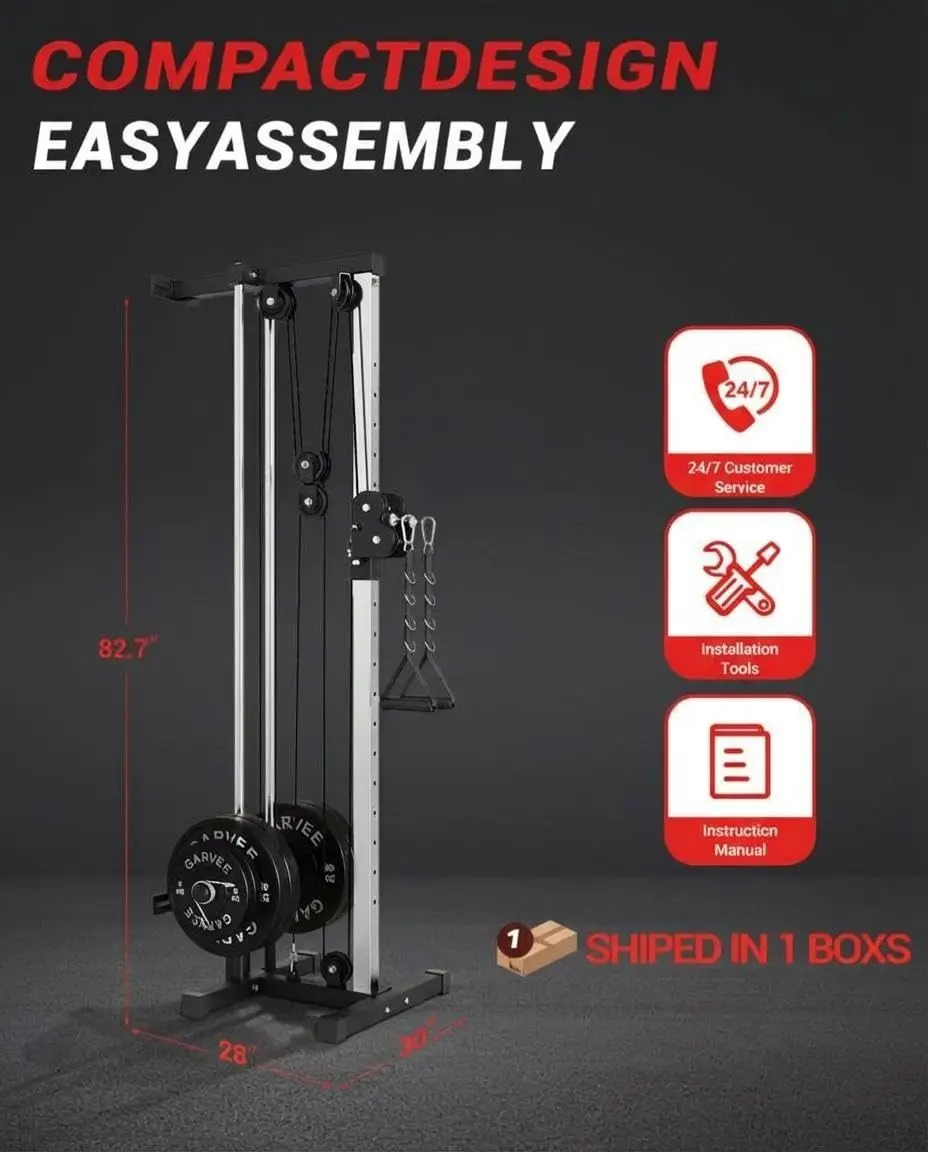 Wall Mount Cable Station – Dual Pulley Crossover with Lat Bar & Foot Board - color options