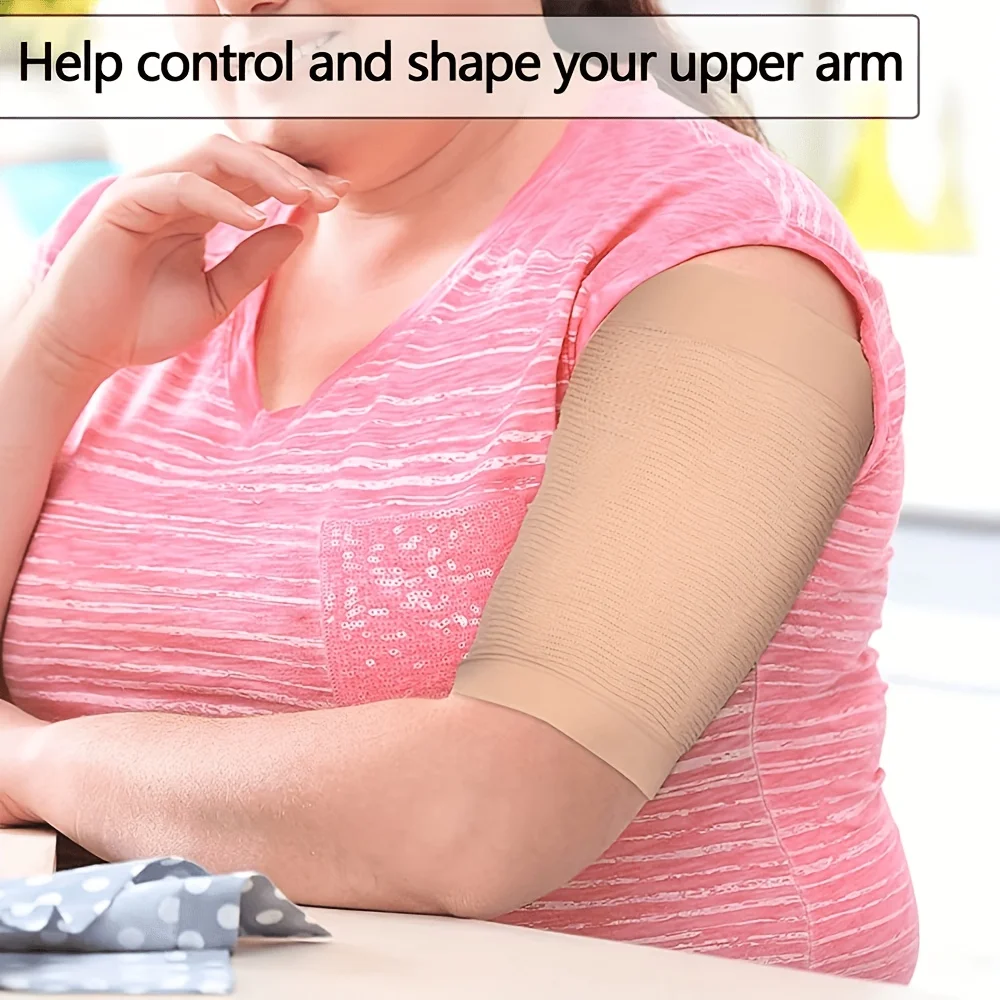 1 pair of upper arm compression sleeves slimming and shaping sports - close-up detail