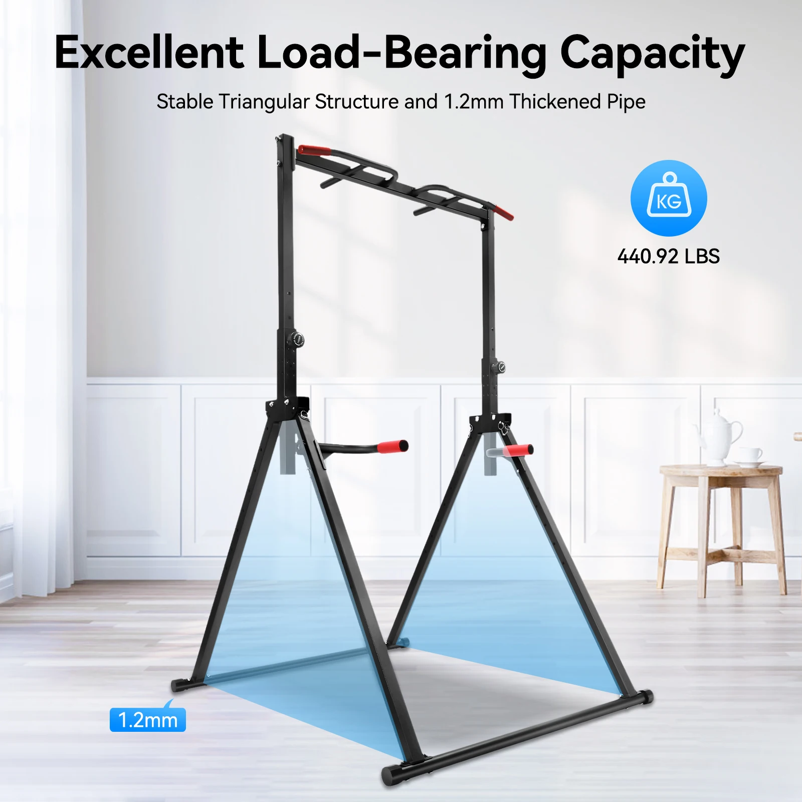 Height-Adjustable Power Tower Dip Station – Foldable Steel Pull-Up Rack - color options